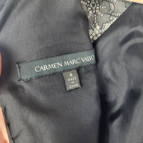 Silk Trim Metallic Floral Midi Fit and Flare Pleated Carmen Marc Valvo Dress | 4 - Picture 6 of 9